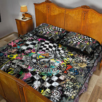 Silly Goose Team Racing Quilt Bed Set Colorful Street Graffiti Checkered Flag