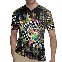 Silly Goose Team Racing Rugby Jersey Colorful Street Graffiti Checkered Flag