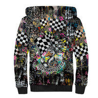 Silly Goose Team Racing Sherpa Hoodie Colorful Street Graffiti Checkered Flag