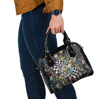 Silly Goose Team Racing Shoulder Handbag Colorful Street Graffiti Checkered Flag