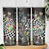 Silly Goose Team Racing Skinny Tumbler Colorful Street Graffiti Checkered Flag