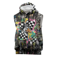 Silly Goose Team Racing Sleeveless Hoodie Colorful Street Graffiti Checkered Flag