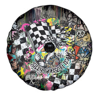 Silly Goose Team Racing Spare Tire Cover Colorful Street Graffiti Checkered Flag
