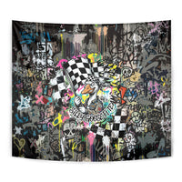 Silly Goose Team Racing Tapestry Colorful Street Graffiti Checkered Flag