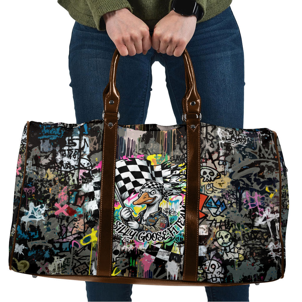 Silly Goose Team Racing Travel Bag Colorful Street Graffiti Checkered Flag
