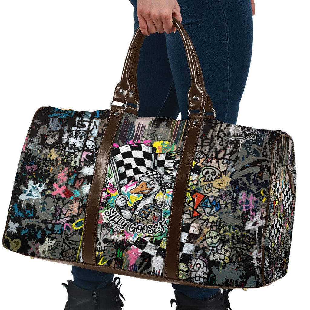Silly Goose Team Racing Travel Bag Colorful Street Graffiti Checkered Flag