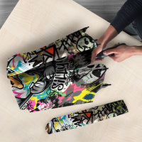 Silly Goose Team Racing Umbrella Colorful Street Graffiti Checkered Flag