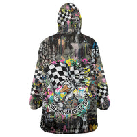 Silly Goose Team Racing Wearable Blanket Hoodie Colorful Street Graffiti Checkered Flag