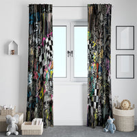 Silly Goose Team Racing Window Curtain Colorful Street Graffiti Checkered Flag