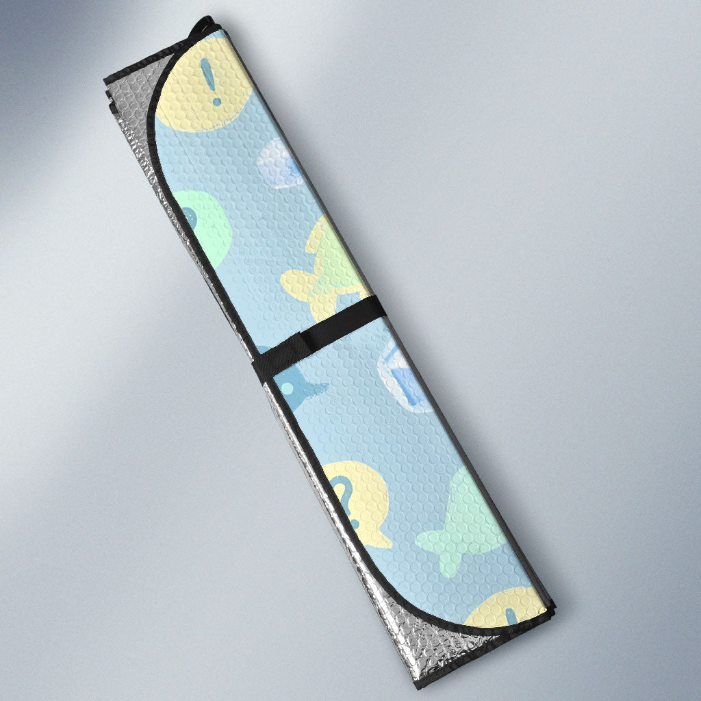 Sneaky Flipper Cute Penguin Holding Knife Auto Sun Shade Funny Chibi Penguin Graphic With Ice And Fish Pattern