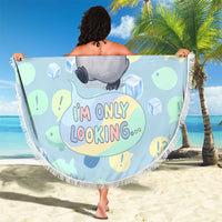 Sneaky Flipper Cute Penguin Holding Knife Beach Blanket Funny Chibi Penguin Graphic With Ice And Fish Pattern