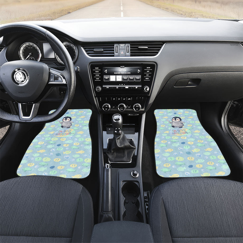 Sneaky Flipper Cute Penguin Holding Knife Car Mats Funny Chibi Penguin Graphic With Ice And Fish Pattern
