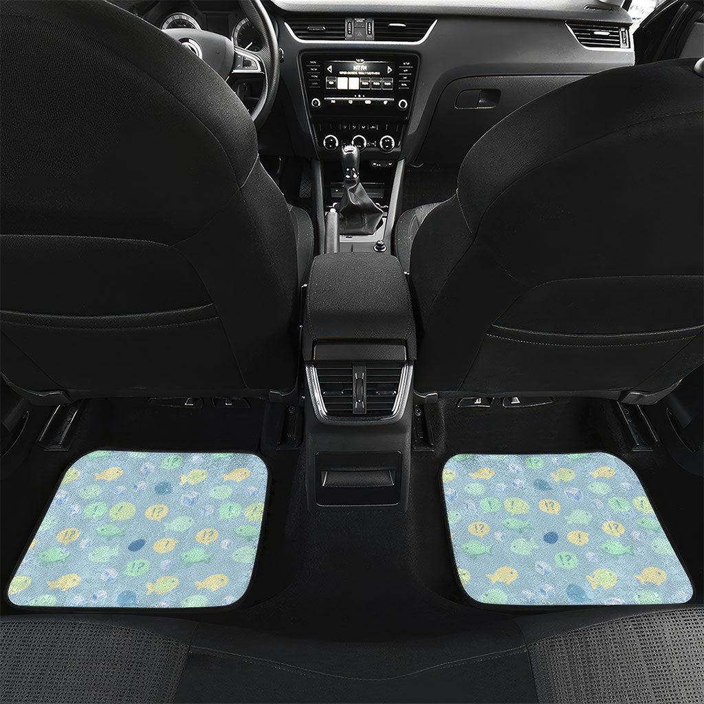Sneaky Flipper Cute Penguin Holding Knife Car Mats Funny Chibi Penguin Graphic With Ice And Fish Pattern