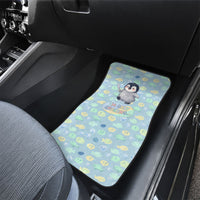 Sneaky Flipper Cute Penguin Holding Knife Car Mats Funny Chibi Penguin Graphic With Ice And Fish Pattern
