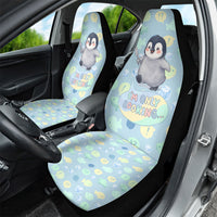 Sneaky Flipper Cute Penguin Holding Knife Car Seat Cover Funny Chibi Penguin Graphic With Ice And Fish Pattern