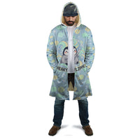 Sneaky Flipper Cute Penguin Holding Knife Cloak Funny Chibi Penguin Graphic With Ice And Fish Pattern