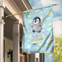 Sneaky Flipper Cute Penguin Holding Knife Garden Flag Funny Chibi Penguin Graphic With Ice And Fish Pattern