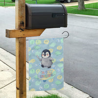 Sneaky Flipper Cute Penguin Holding Knife Garden Flag Funny Chibi Penguin Graphic With Ice And Fish Pattern