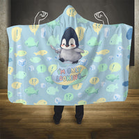 Sneaky Flipper Cute Penguin Holding Knife Hooded Blanket Funny Chibi Penguin Graphic With Ice And Fish Pattern