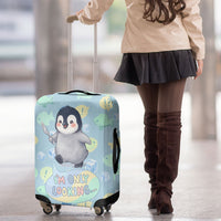Sneaky Flipper Cute Penguin Holding Knife Luggage Cover Funny Chibi Penguin Graphic With Ice And Fish Pattern