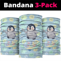 Sneaky Flipper Cute Penguin Holding Knife Neck Gaiter Funny Chibi Penguin Graphic With Ice And Fish Pattern