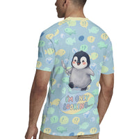 Sneaky Flipper Cute Penguin Holding Knife Rugby Jersey Funny Chibi Penguin Graphic With Ice And Fish Pattern