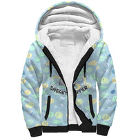 Sneaky Flipper Cute Penguin Holding Knife Sherpa Hoodie Funny Chibi Penguin Graphic With Ice And Fish Pattern