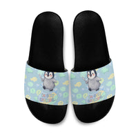 Sneaky Flipper Cute Penguin Holding Knife Slide Sandals Funny Chibi Penguin Graphic With Ice And Fish Pattern
