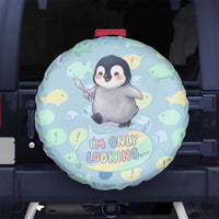 Sneaky Flipper Cute Penguin Holding Knife Spare Tire Cover Funny Chibi Penguin Graphic With Ice And Fish Pattern