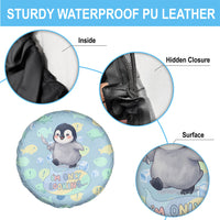 Sneaky Flipper Cute Penguin Holding Knife Spare Tire Cover Funny Chibi Penguin Graphic With Ice And Fish Pattern