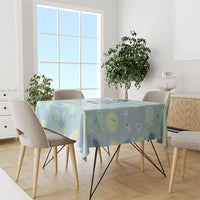 Sneaky Flipper Cute Penguin Holding Knife Tablecloth Funny Chibi Penguin Graphic With Ice And Fish Pattern