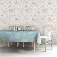 Sneaky Flipper Cute Penguin Holding Knife Tablecloth Funny Chibi Penguin Graphic With Ice And Fish Pattern