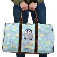 Sneaky Flipper Cute Penguin Holding Knife Travel Bag Funny Chibi Penguin Graphic With Ice And Fish Pattern