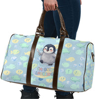 Sneaky Flipper Cute Penguin Holding Knife Travel Bag Funny Chibi Penguin Graphic With Ice And Fish Pattern