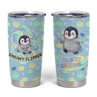 Sneaky Flipper Cute Penguin Holding Knife Tumbler Cup Funny Chibi Penguin Graphic With Ice And Fish Pattern