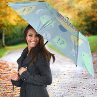 Sneaky Flipper Cute Penguin Holding Knife Umbrella Funny Chibi Penguin Graphic With Ice And Fish Pattern