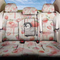 Sweet Crime Cute Penguin Holding Knife Back Car Seat Cover Funny Strawberry Cake Graphic With Pastel Dessert Pattern