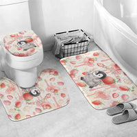 Sweet Crime Cute Penguin Holding Knife Bathroom Set Funny Strawberry Cake Graphic With Pastel Dessert Pattern