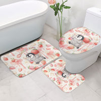 Sweet Crime Cute Penguin Holding Knife Bathroom Set Funny Strawberry Cake Graphic With Pastel Dessert Pattern