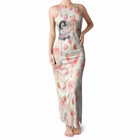 Sweet Crime Cute Penguin Holding Knife Tank Maxi Dress Funny Strawberry Cake Graphic With Pastel Dessert Pattern