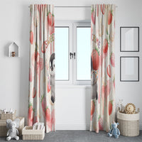 Sweet Crime Cute Penguin Holding Knife Window Curtain Funny Strawberry Cake Graphic With Pastel Dessert Pattern
