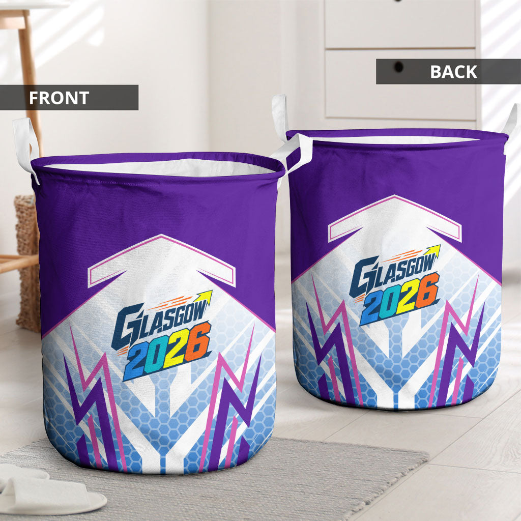 Glasgow 2026 Laundry Basket Scotland Dynamic Geometric Athlete Graphic Art