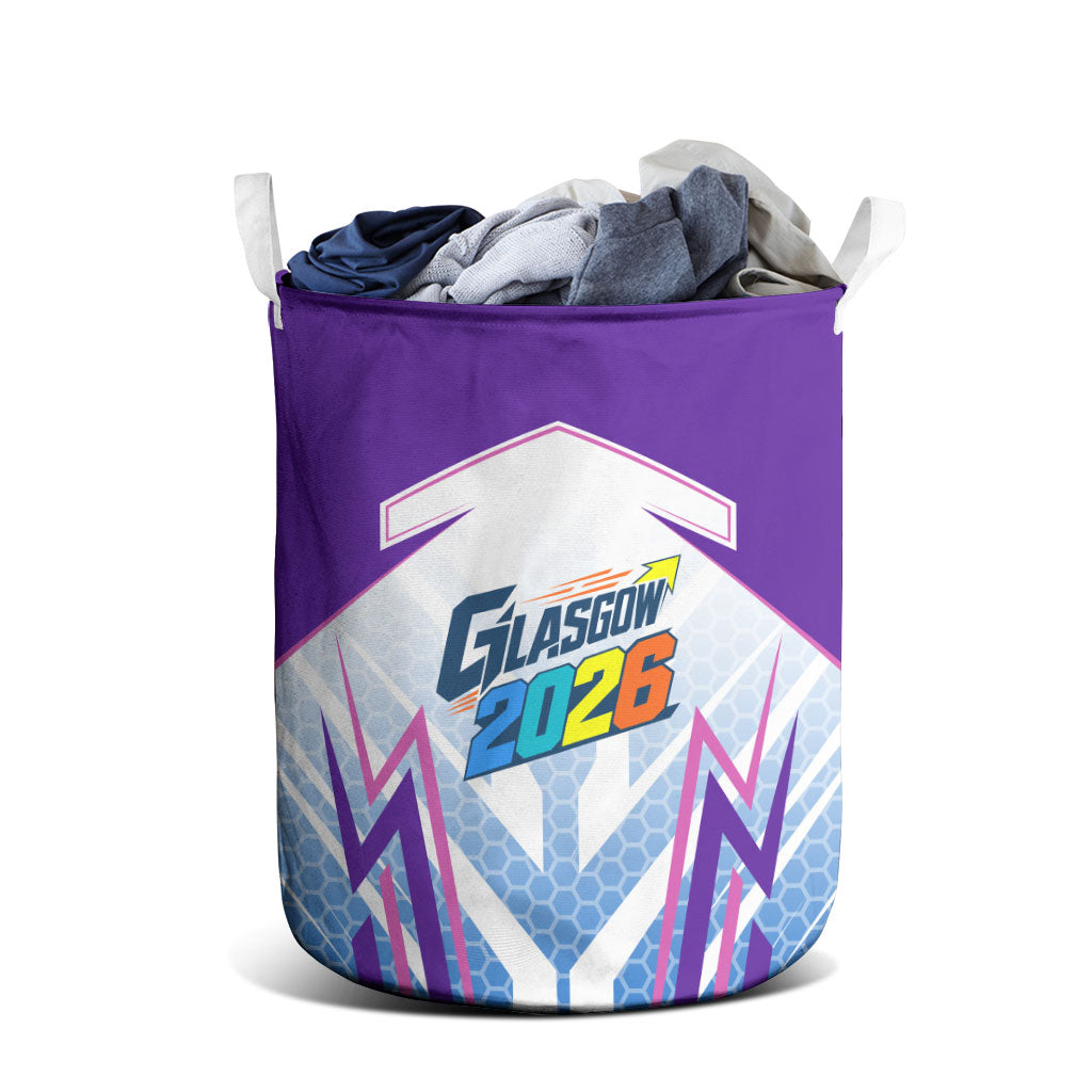 Glasgow 2026 Laundry Basket Scotland Dynamic Geometric Athlete Graphic Art