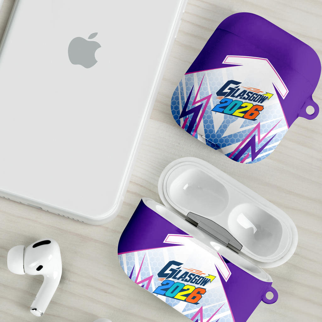 Glasgow 2026 AirPods Case Scotland Dynamic Geometric Athlete Graphic Art