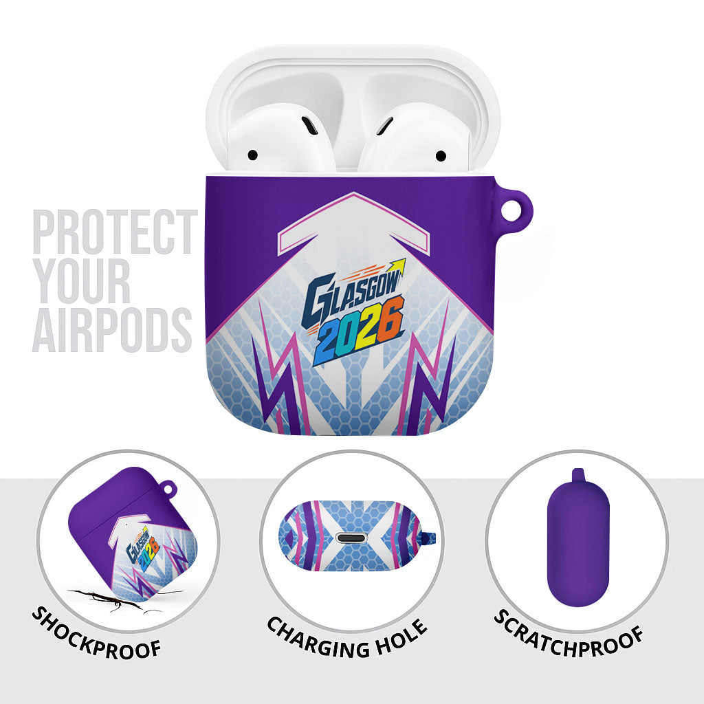 Glasgow 2026 AirPods Case Scotland Dynamic Geometric Athlete Graphic Art