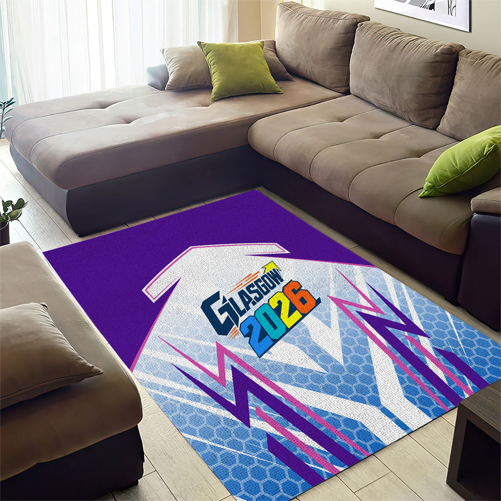 Glasgow 2026 Area Rug Scotland Dynamic Geometric Athlete Graphic Art