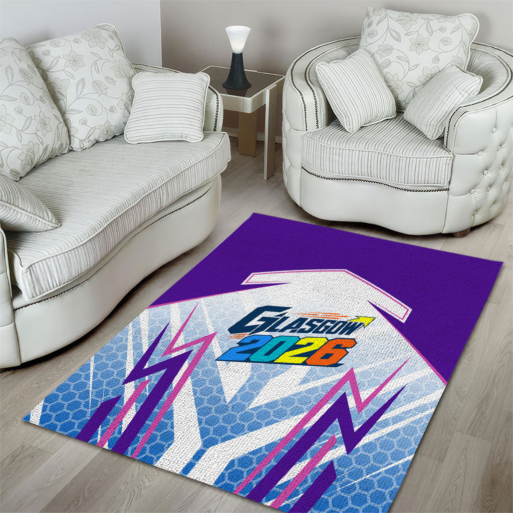 Glasgow 2026 Area Rug Scotland Dynamic Geometric Athlete Graphic Art