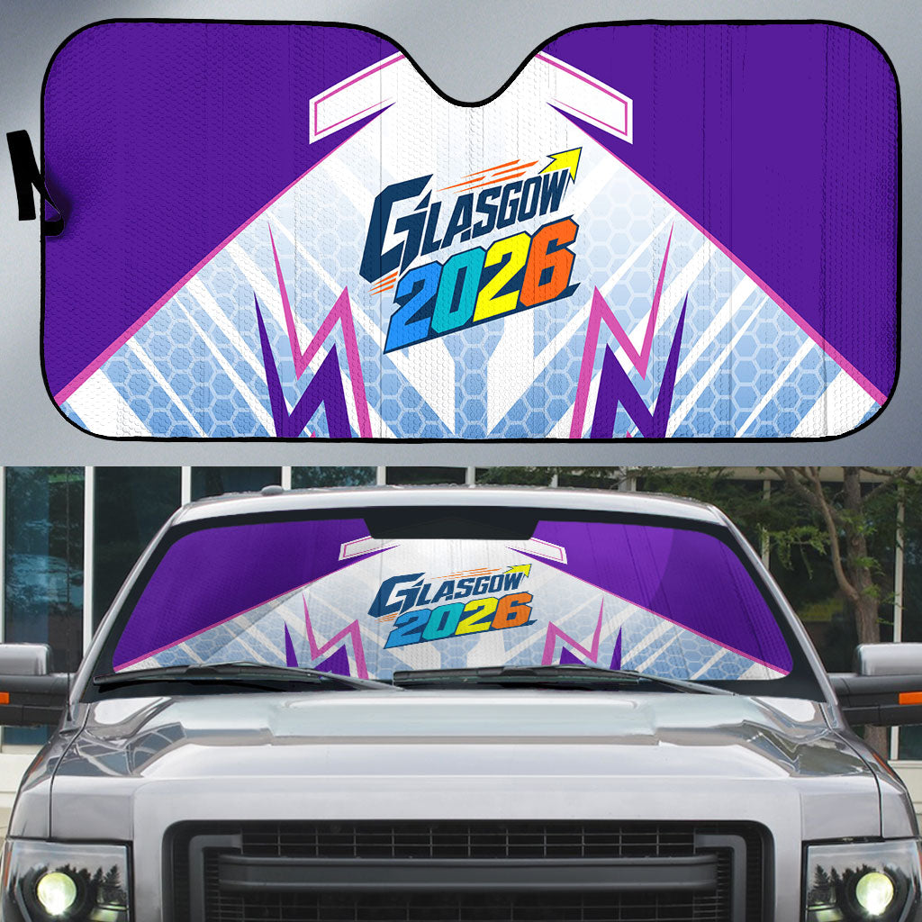 Glasgow 2026 Auto Sun Shade Scotland Dynamic Geometric Athlete Graphic Art