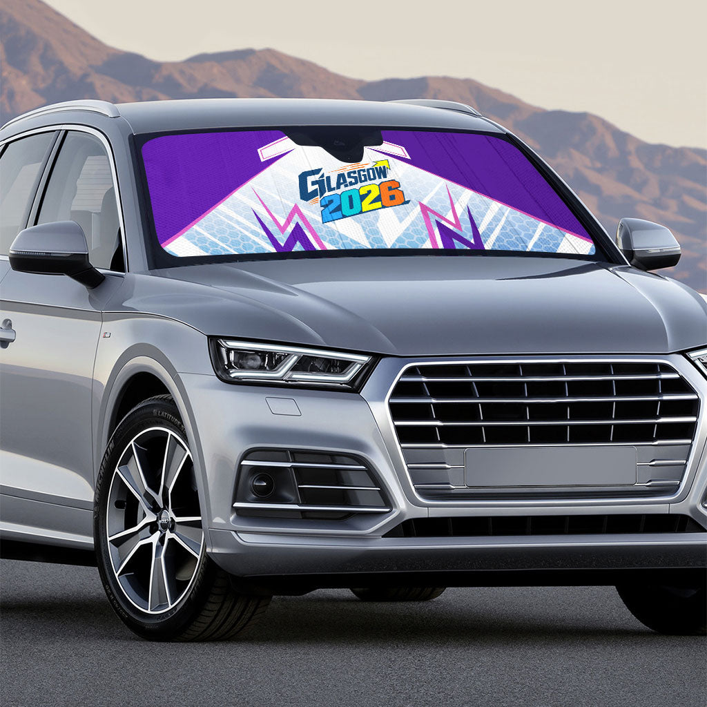 Glasgow 2026 Auto Sun Shade Scotland Dynamic Geometric Athlete Graphic Art