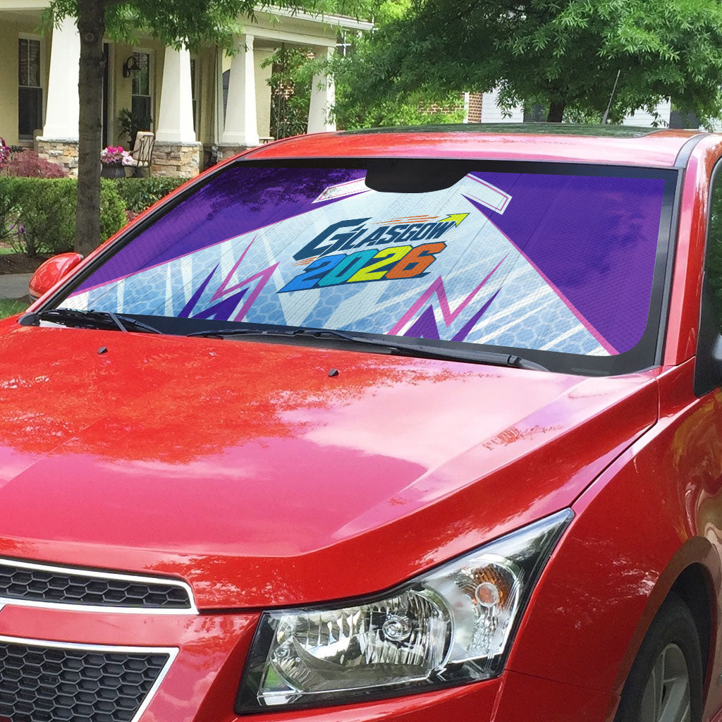 Glasgow 2026 Auto Sun Shade Scotland Dynamic Geometric Athlete Graphic Art